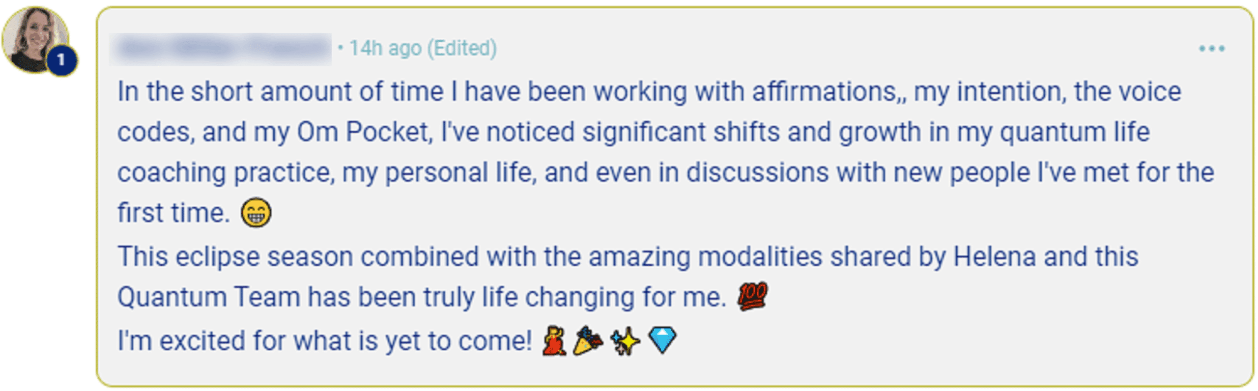 Testimonial about life changing with Om Pocket and voice codes